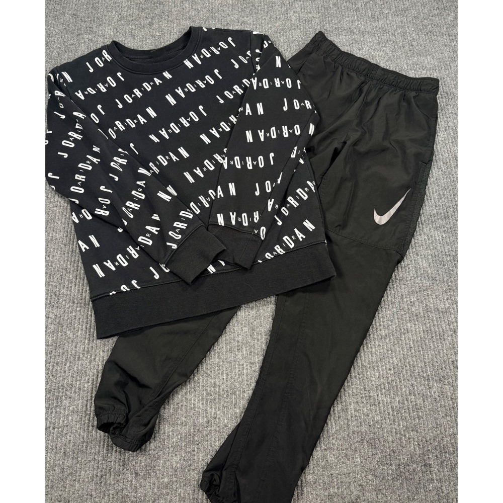 Jordan Boys Sweatshirt and Nike Dri-FIT Pants Set Black XL Kids Activewear